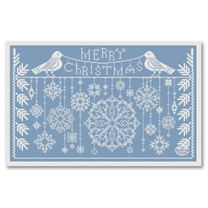 Merry Christmas Birds Cross Stitch Pattern: Winter Snowflakes (PDF Pattern)