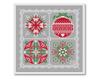 Christmas Ornament Cross Stitch Pattern: Winter Sampler (PDF Pattern)