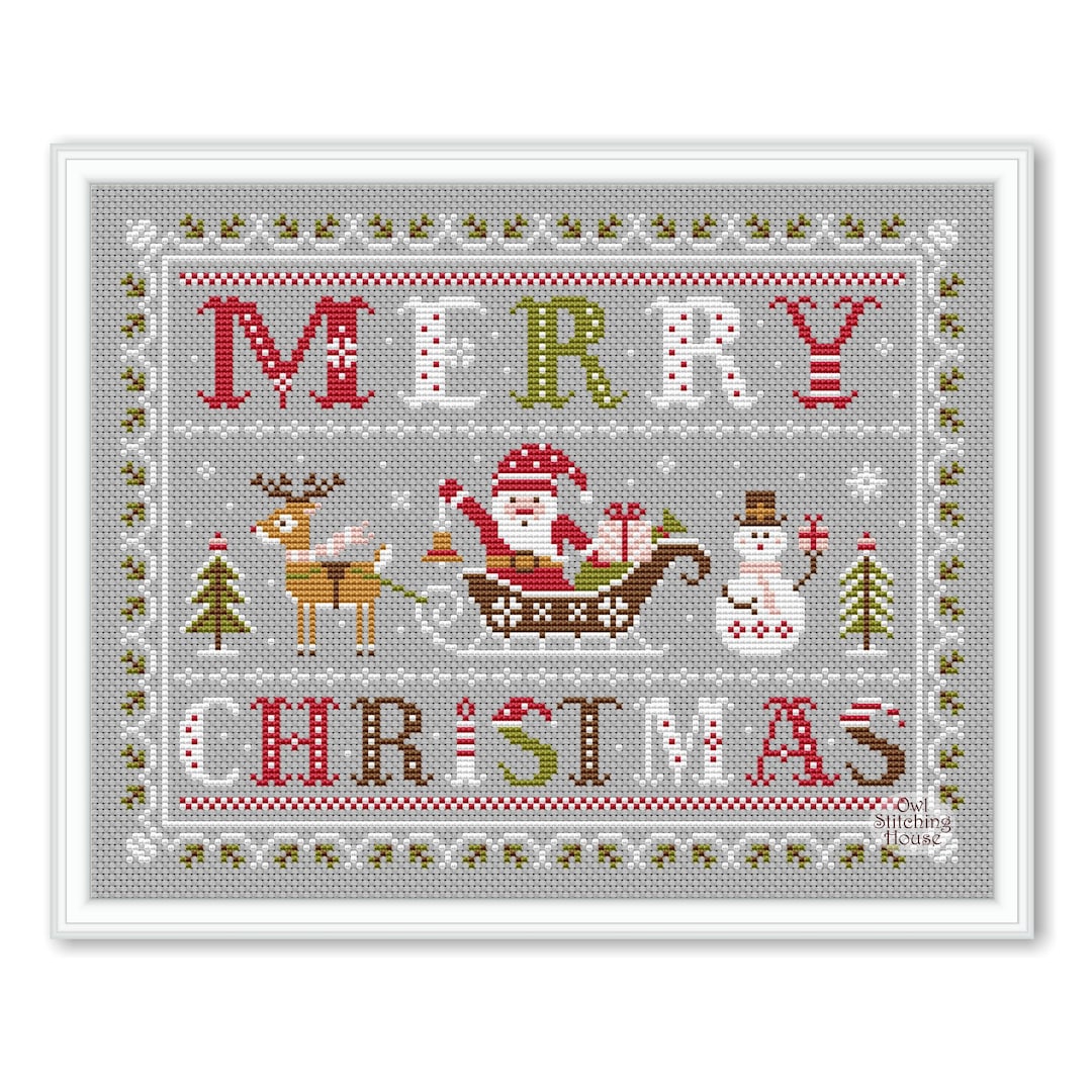 Merry Christmas Cross Stitch Pattern: Holiday Sampler (PDF Pattern) - Etsy