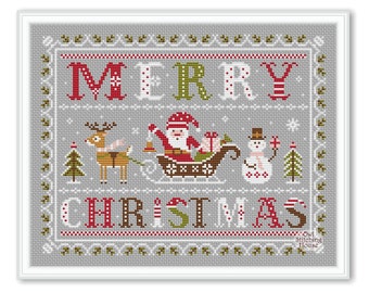Merry Christmas Cross Stitch Pattern: Holiday Sampler (PDF Pattern)
