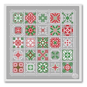 Christmas Patchwork Cross Stitch Pattern: Winter Sampler (PDF Pattern)