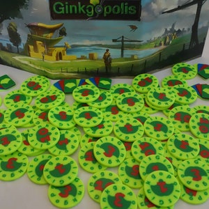 Ginkgopolis Board Game Upgrade – Vibrant Victory Point Coins & Hand Tokens