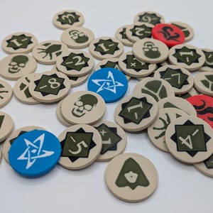 Jogo de cartas Arkham Horror Living - Atualização de ficha de bolsa do caos - Conjunto feito por fãs para jogo envolvente, sessões relaxantes e presente de colecionador.