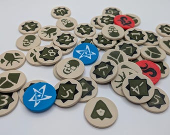 Arkham Horror LCG Chaos Tokens – Fan-Made Upgrade Set of 50, Thematic & Tactile Gameplay, strategic Tests, Gift Giving, Tabletop Accessories