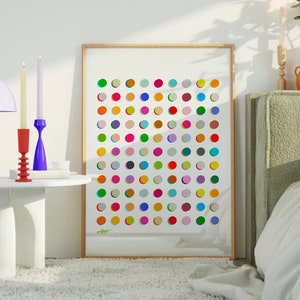 Colorful Polka Dot Print with Multicolor Dots, Modern Circles Art for Bright and Colorful Wall Decor, Abstract Art for Fun and Playful Space