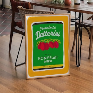Italian Canned Tomatoes Print, A Retro Pop Art Piece Perfect for Cooking Enthusiasts and Dining Room Decor, Kitchen Art Print