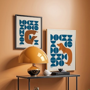 Mid Century Modern Dachshund Prints: Classic Minimalistic Bauhaus Poster with a Dog Lover Twist, Great Pet Parent Gift Buy Individual or Set
