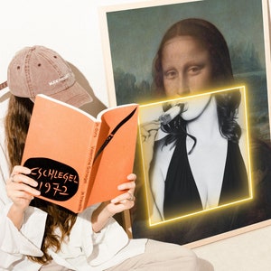 Mona Lisa Reproduction Wall Art, Da Vinci Poster, Neon Altered Art Famous Renaissance Painting, Pop Art Statement Decor