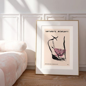 Trendy Boho Line Art Lingerie Ink Drawing : Minimalistic Modern Stylish Bohemian Illustration Poster Print image 3
