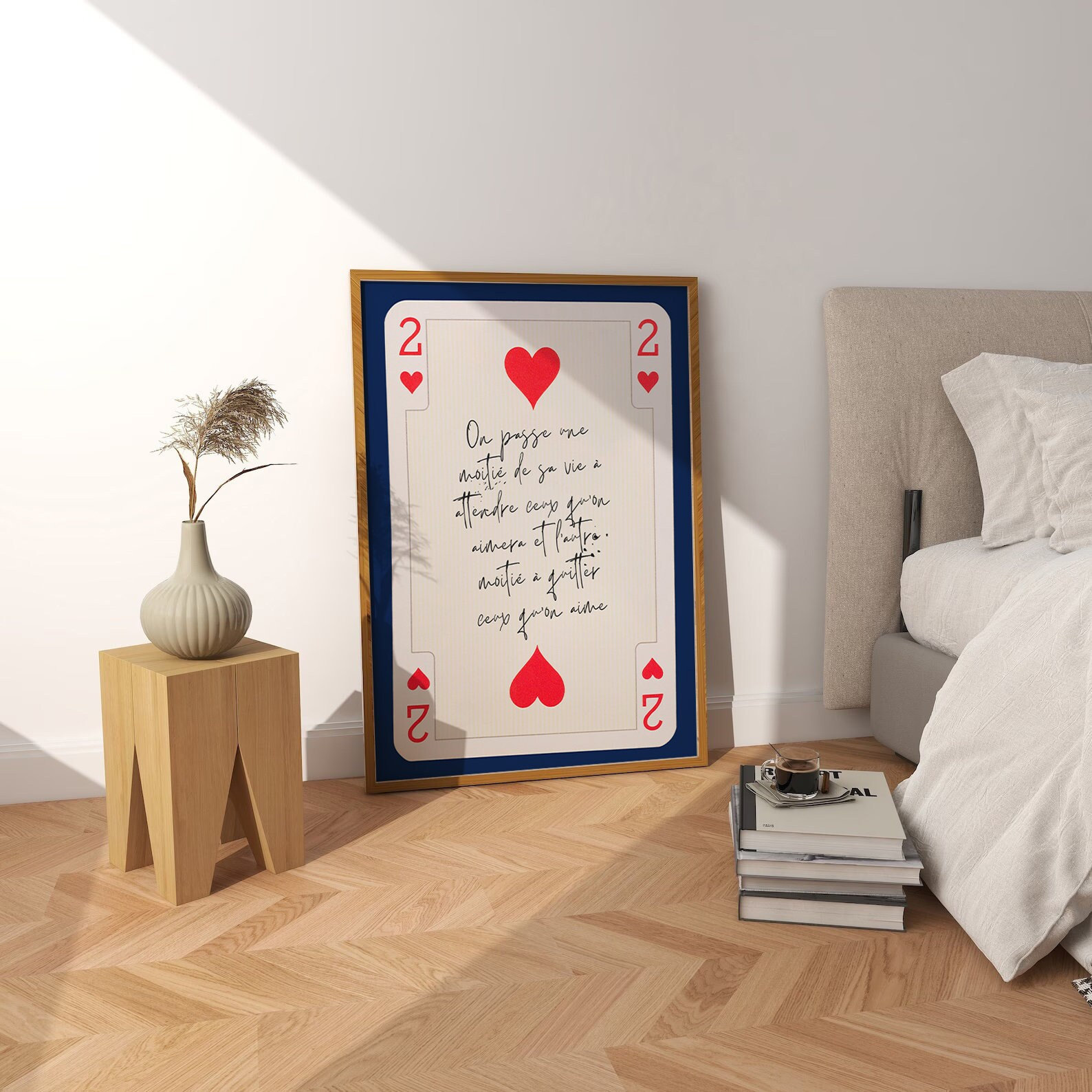 Two of Hearts Wall Art – French Quote Playing Card Print, Romantic