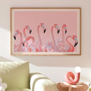 Pink Flamingo Art Print – Tropical Bird Wall Art, Fun Pastel Animal Poster, Whimsical Maximalist Decor for Modern Eclectic Homes