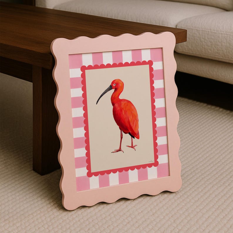 Scarlet Ibis Bird Art Print – Bold Red Tropical Wall Art With Pink ...