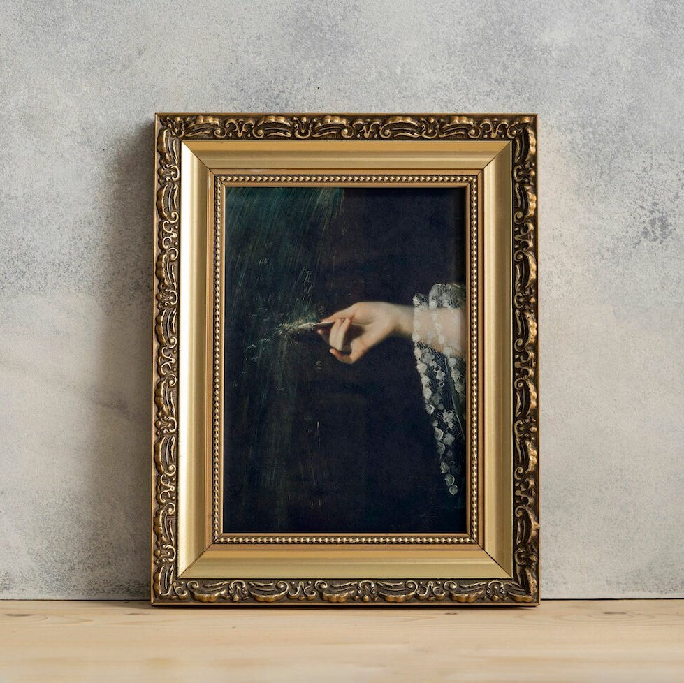 Moody Victorian Woman Hand Art Print - Dark Aesthetic Decor
