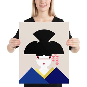 Set of 3 Bauhaus Japanese Geisha Girls Art Print Mid Century Modern Minimalistic Decor, Available in Multiple Sizes 16x20 inches