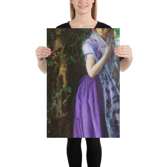 Detail of Victorian Woman in Purple Dress in Garden - Pre-raphaelite  Baroque Wall Art Decor, Renaissance Romantic Vintage Era Painting, - Etsy