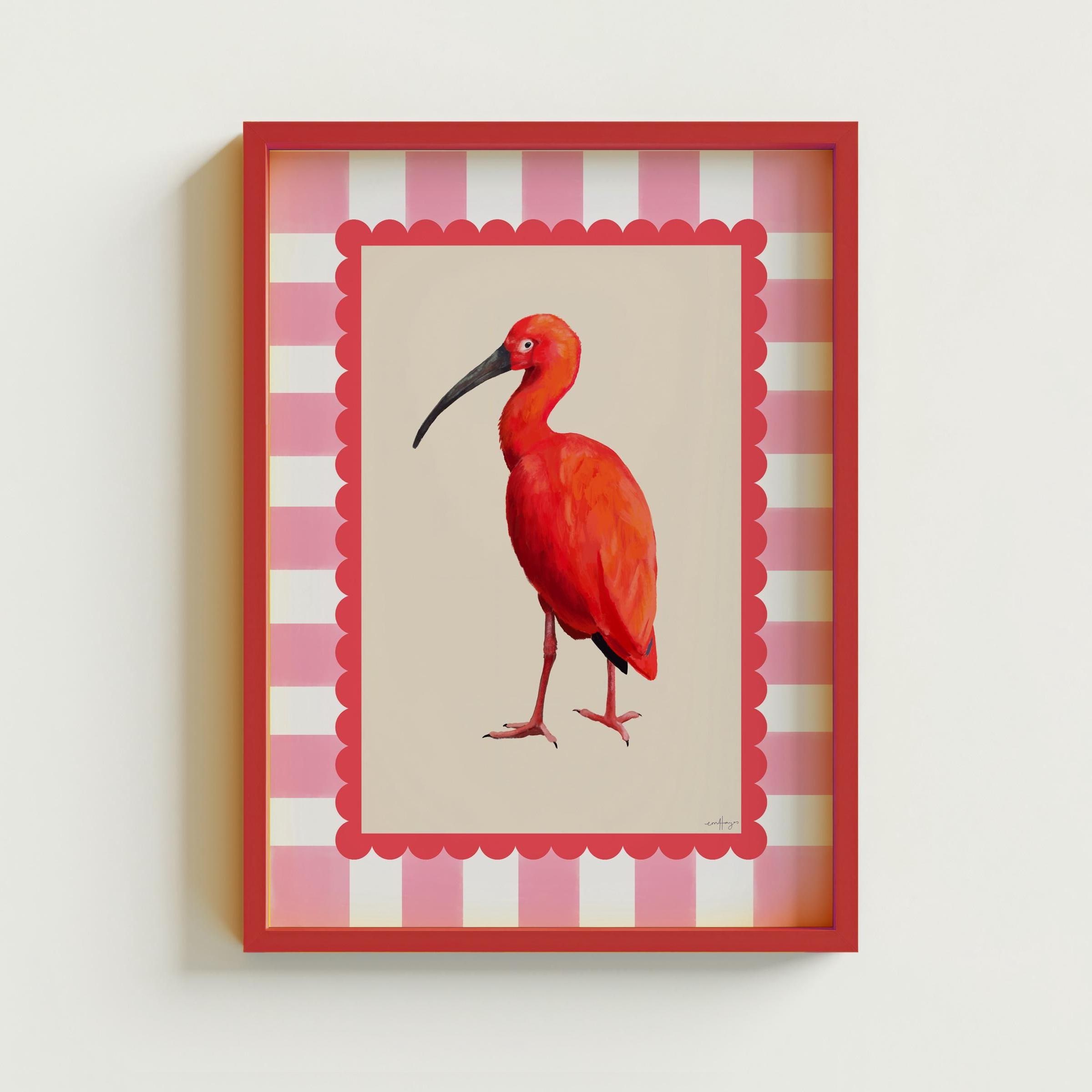Scarlet Ibis Bird Art Print – Bold Red Tropical Wall Art With Pink ...