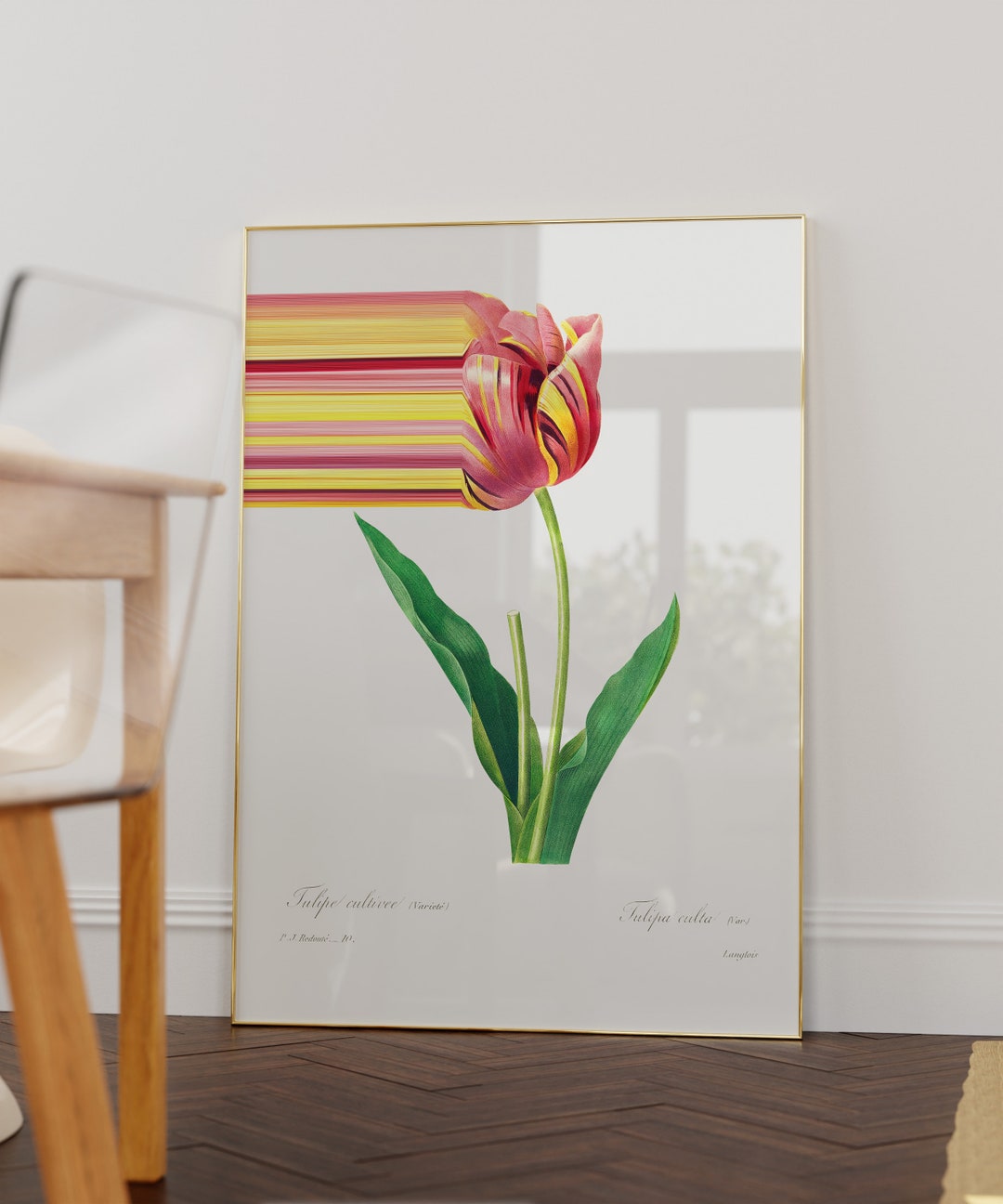 Glitch Tulip Wall Art – Altered Vintage Botanical Print, Modern Floral ...
