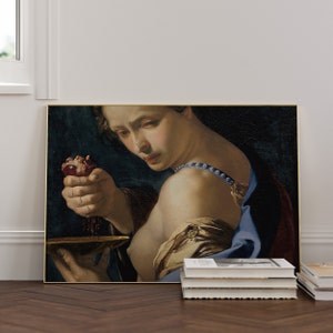 Victorian Woman Holding Heart – Dark Academia Wall Art Print, Renaissance Baroque Painting, Gothic Vintage Aesthetic Decor