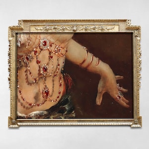 Bejeweled Torso & Hand – Sensual Cropped Art Nouveau Detail Print, Moody Symbolist Vintage Wall Art, Gallery Wall