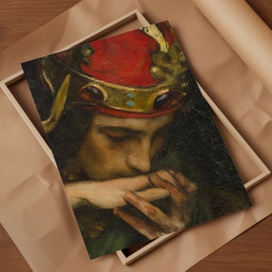 Romantic Kiss on Hand – Pre-Raphaelite Painting Detail, Moody Vintage Wall Art, Beautiful Man, Dark Baroque Aesthetic Print for Gallery Wall