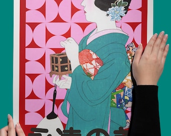 Geisha Pop Art Print – Mid Century Modern Japanese Wall Decor