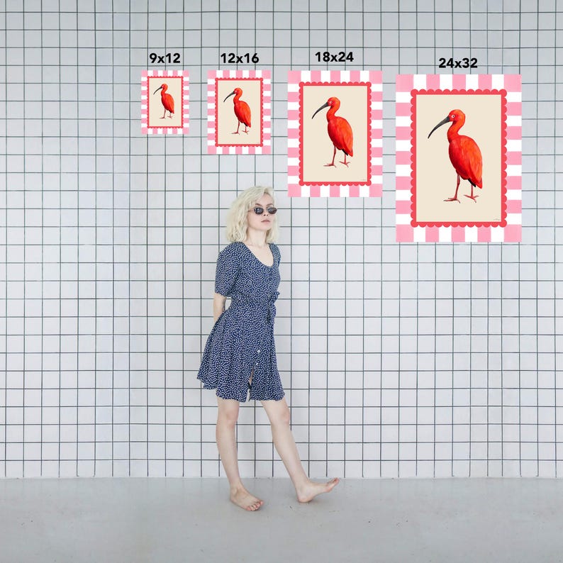 Scarlet Ibis Bird Art Print – Bold Red Tropical Wall Art With Pink ...