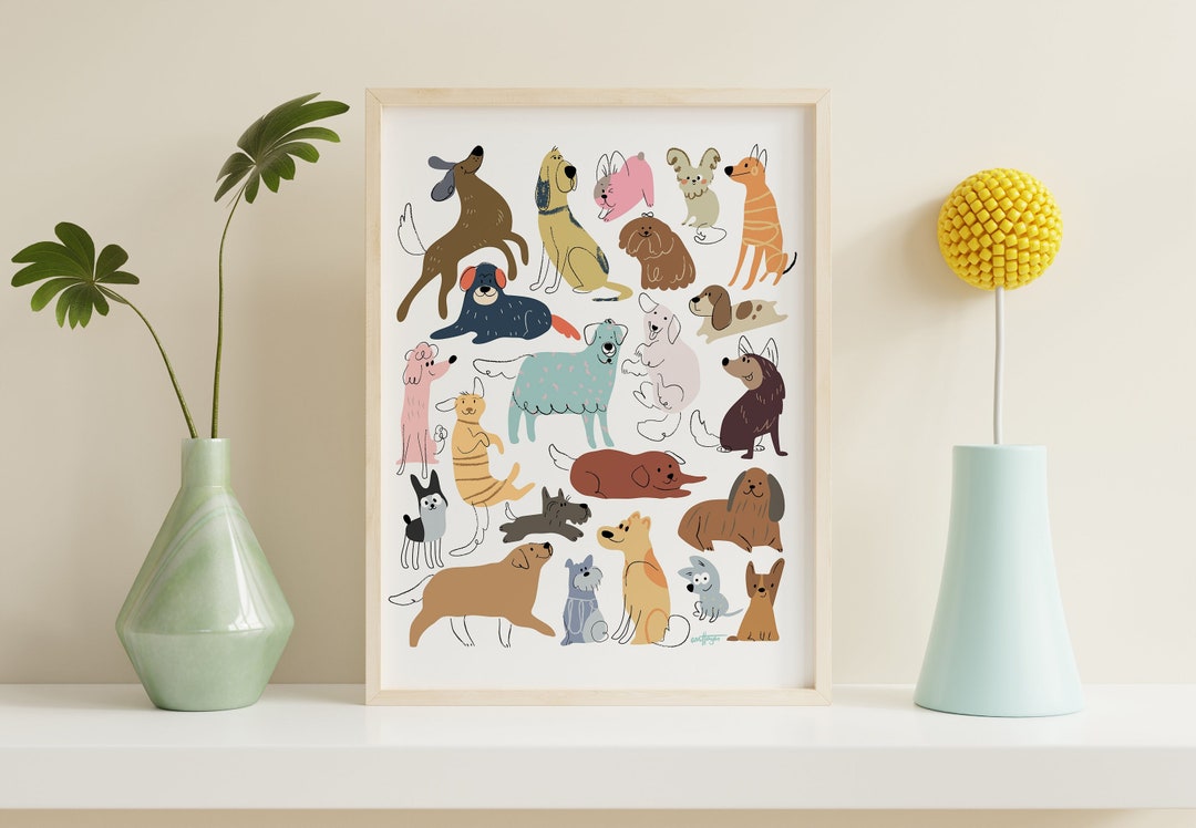 Adorable Dog Breed Poster, Perfect Dog Wall Art for Dog Lovers Etsy