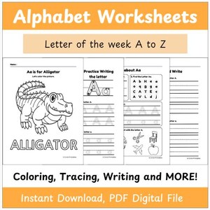 Planilhas para crianças l Planilhas do alfabeto l Planilha de letras l Aprenda o ABC l Animais para crianças l Letra da semana l Aprendizagem pré-escolar