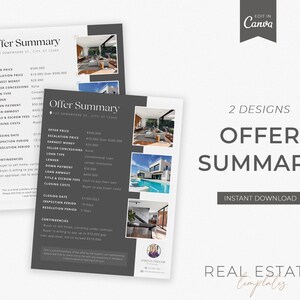 Hoja de resumen de oferta, plantilla Canva, portada de bienes raíces, marketing inmobiliario