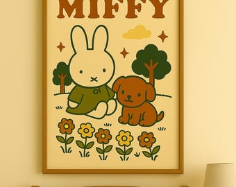 Printable Miffy Art – Retro Bunny Wall Decor | Instant Download File