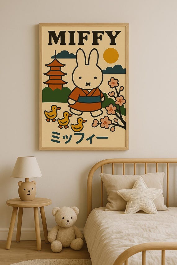 Printable Miffy Art – Retro Bunny Japanese Theme Wall Decor