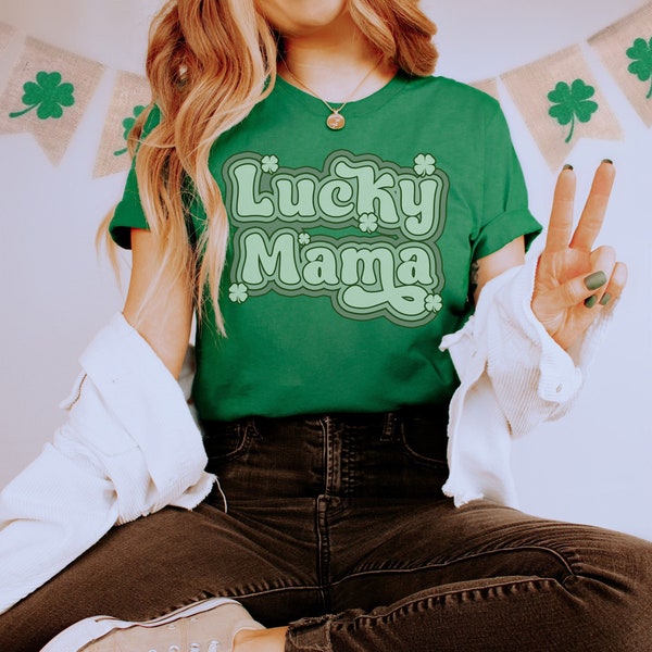 Lucky Mama Mini Matching Shirt, St Patricks Day Retro Graphic Tee, Mother Daughter T-shirt, Plus Size Tshirt Mom Shirt, Mommy and Me Outfits