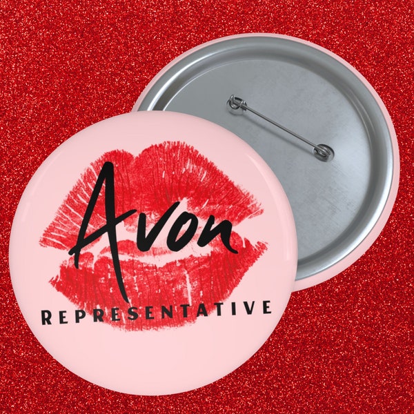 Avon Kiss Pin Button, Avon Representative Button Pin, Avon Rep Pinback Button, Avon Lady Pins, Direct Sales Buttons, Gift For Avon Downline