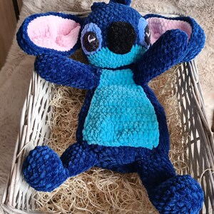 Snuggler Crochet  Cartoon character Blue Stitch.