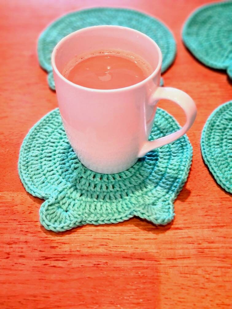 Cat Coaster | Crochet Mug Coaster Mug Rugs, Fun cat coaster for cat lovers, Crochet Cat Coaster