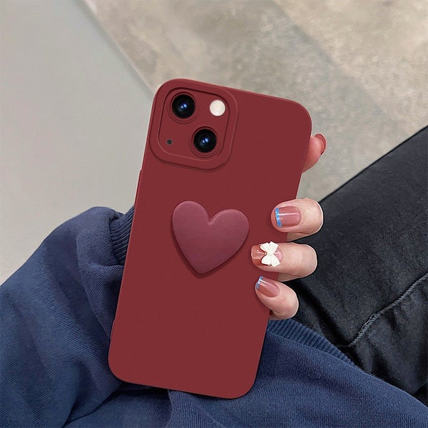 8 Colours iphone x xr xs max 8 7 plus 11 12 12 mini 13 Pro Pro Max Phone Case heart cute kawaii brown sweet Red Blue White Green Pink