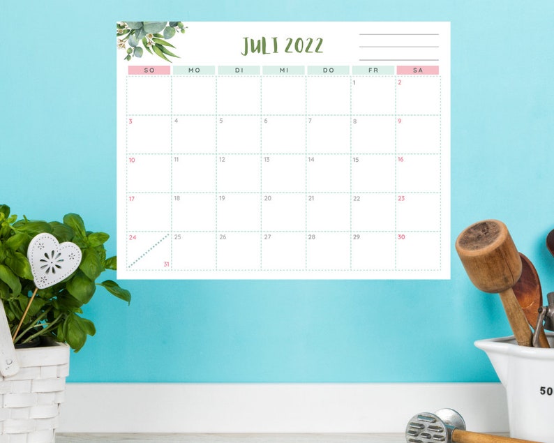 German Printable Calendar 2022 2023 Etsy