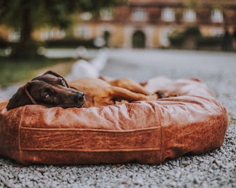 Leather dog basket deals
