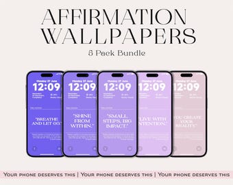 Affirmation Phone Wallpaper : Palette violette, citations positives (téléchargement numérique)