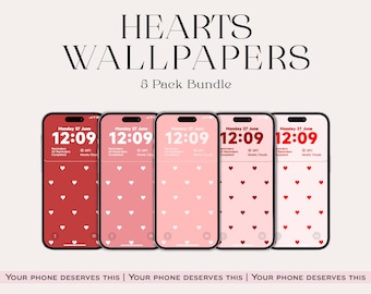 Aura Heart Phone Wallpaper Bundle – Valentines day Backgrounds (Digital instant Download)