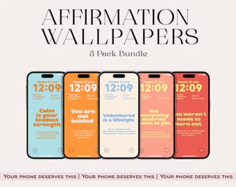Affirmation iPhone Wallpapers: 5-Pack Motivational Lock Screens (Digital Download)