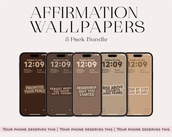 Neutral Affirmation iPhone Wallpaper Bundle – 5 Digital Downloads