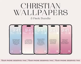 Christian Phone Wallpaper: Bible Verse Gradient Lock Screen (Digital Download