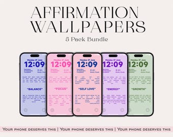 Affirmation iPhone Wallpaper: Self-Love & Balance, 5-Pack (Digital Download)