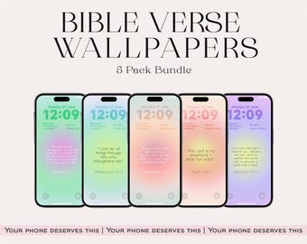 Aura Gradient Bible Verse Phone Wallpapers: Christian Lock Screen (Digital Download)