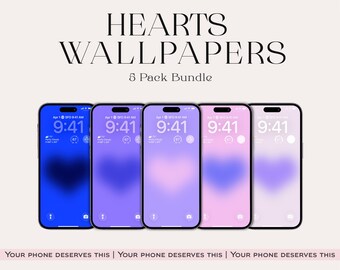 Fond d'écran Aura Heart pour iPhone : écran de verrouillage abstrait dégradé (téléchargement numérique)