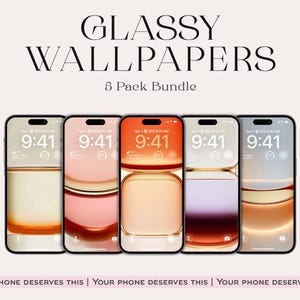 Flytande glas iPhone-bakgrundspaket, abstrakt (digital nedladdning)