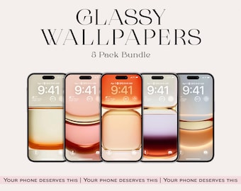 Pack de papiers peints pour iPhone en verre liquide, abstrait (téléchargement numérique