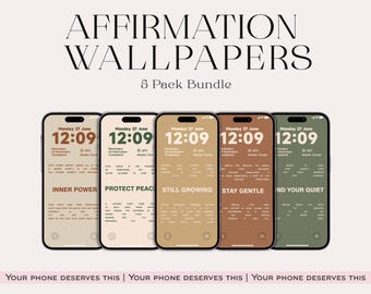 Affirmation iPhone Wallpaper: Self-Love & Balance, 5-Pack (Digital Download)