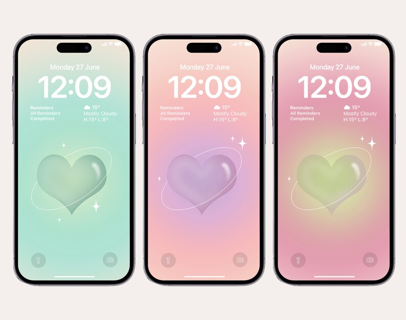 Crystal Heart iPhone Wallpapers Gradient Wallpapers Ios 16 Etsy